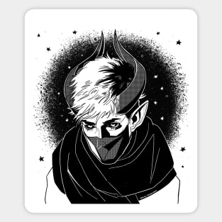 Cyberpunk Tiefling (B&W) Magnet